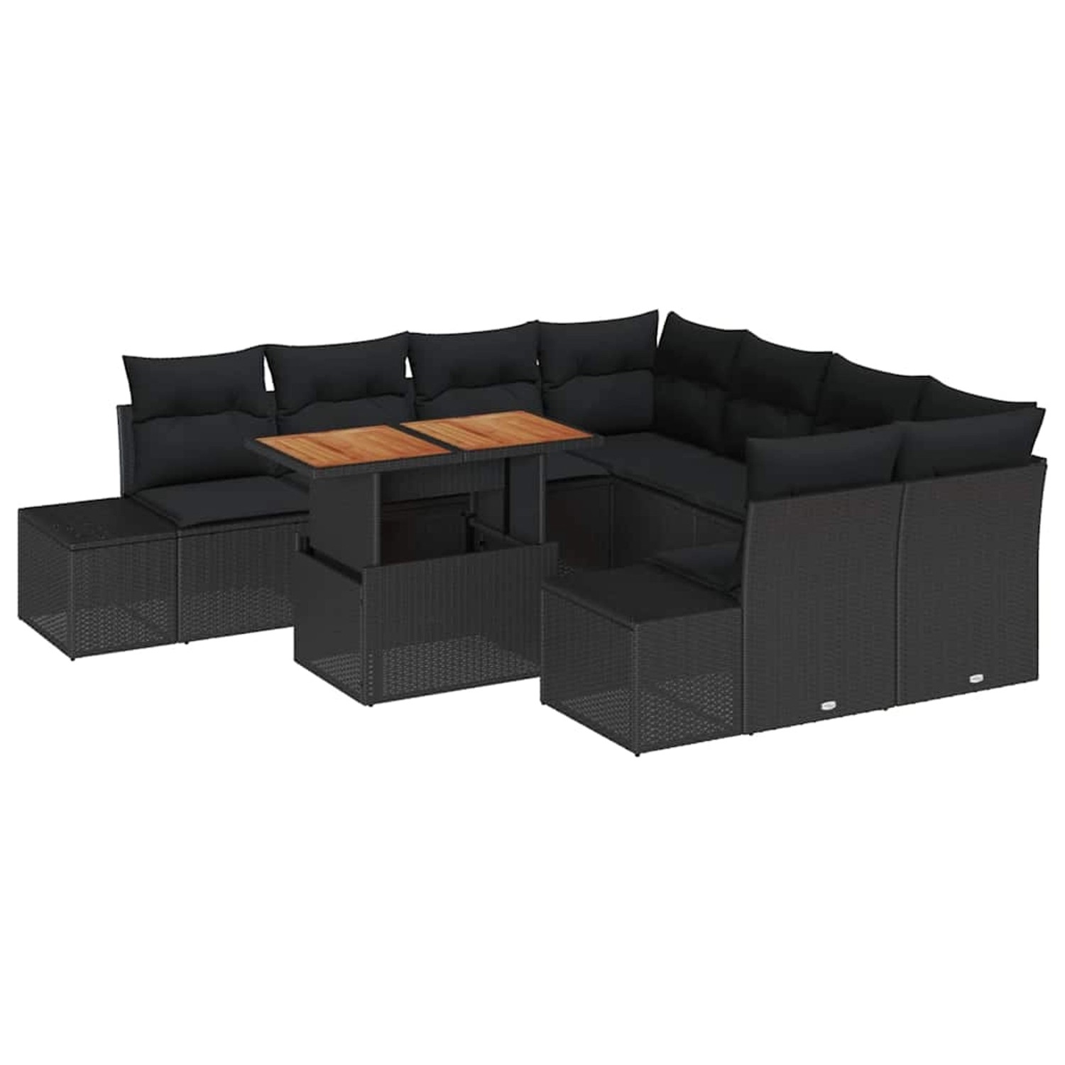 vidaXL Garten-Sofa-Set mit Speicher 9-Tlg Schwarz Poly Rattan 3358683 günstig online kaufen