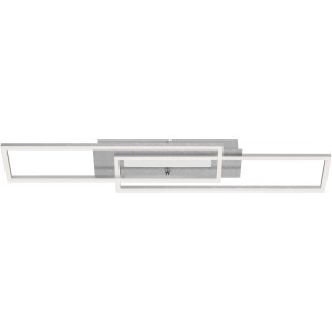 Brilo LED-Deckenleuchte Frame Mid Aluminium mit rechteckigem Design und warmweißem Licht.