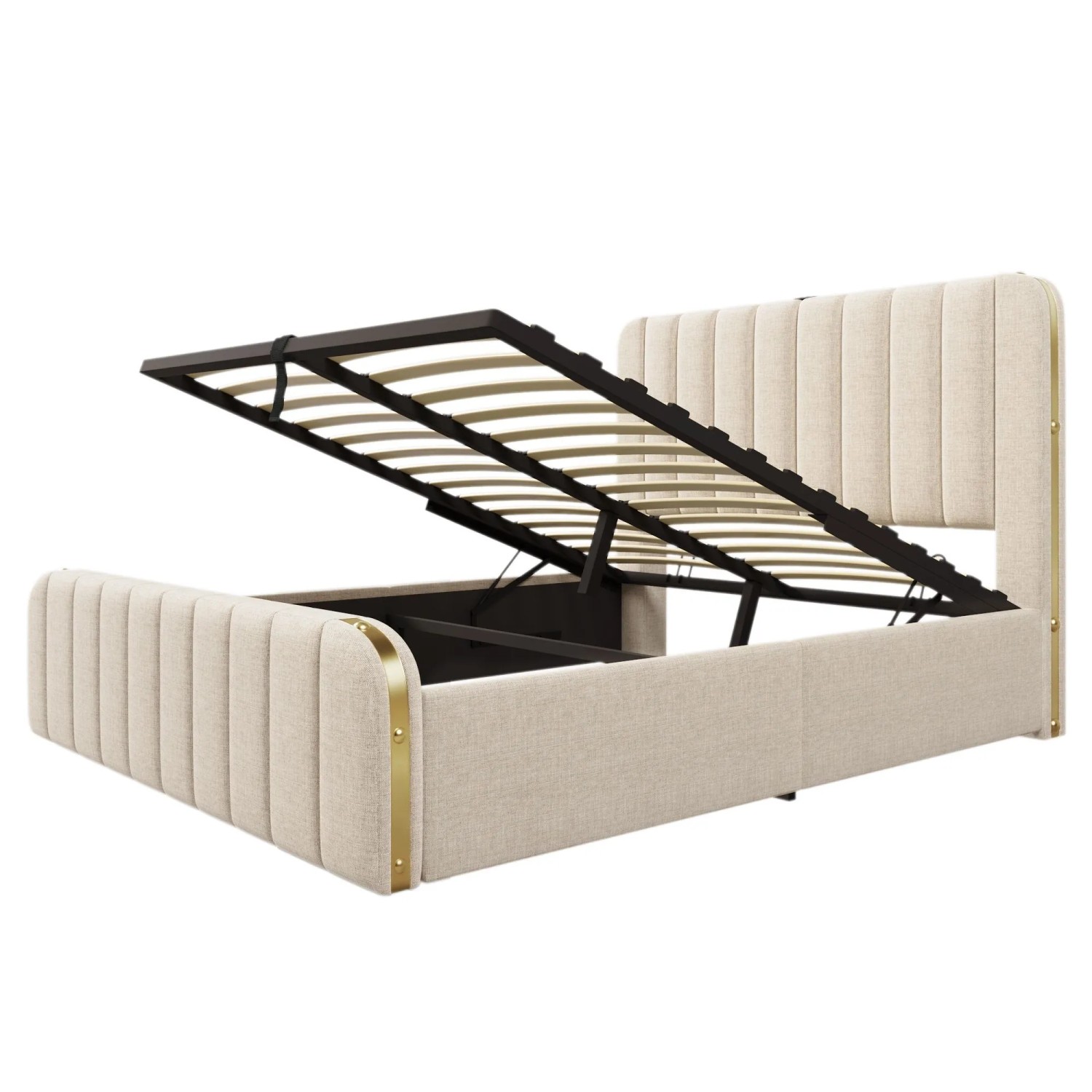 okwish Polsterbett 140×200 Doppelbett mit USB Type-C Ladefunktion mit Matratze