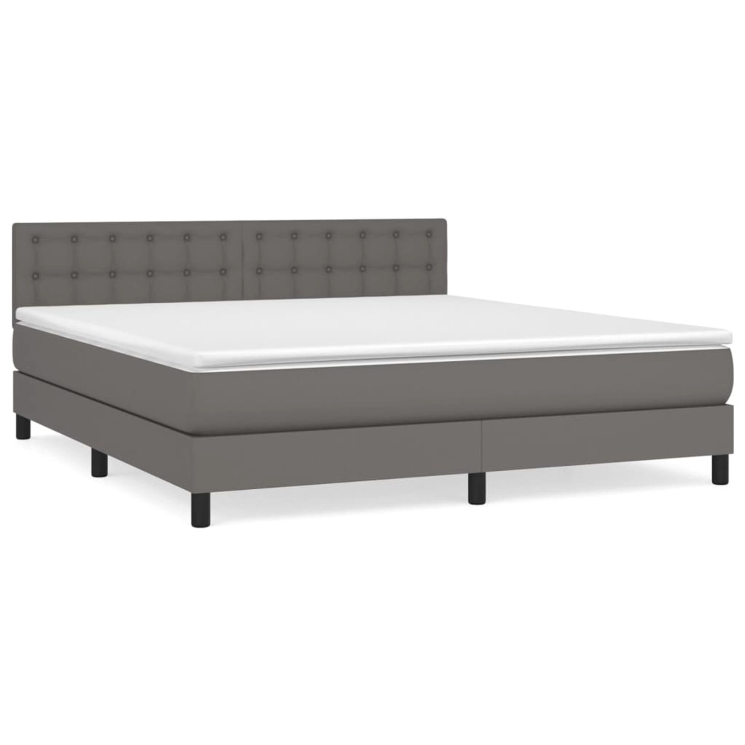 vidaXL Boxspringbett mit Matratze Grau 160x200 cm Kunstleder1389820 günstig online kaufen