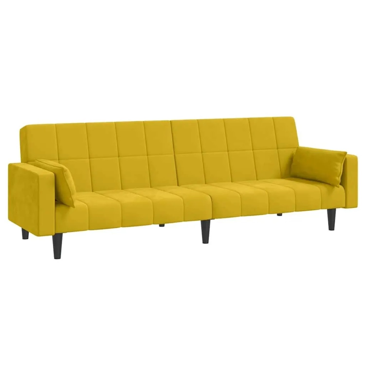 vidaXL Schlafsofa 2-Sitzer mit 2 Kissen Gelb Samt 375851