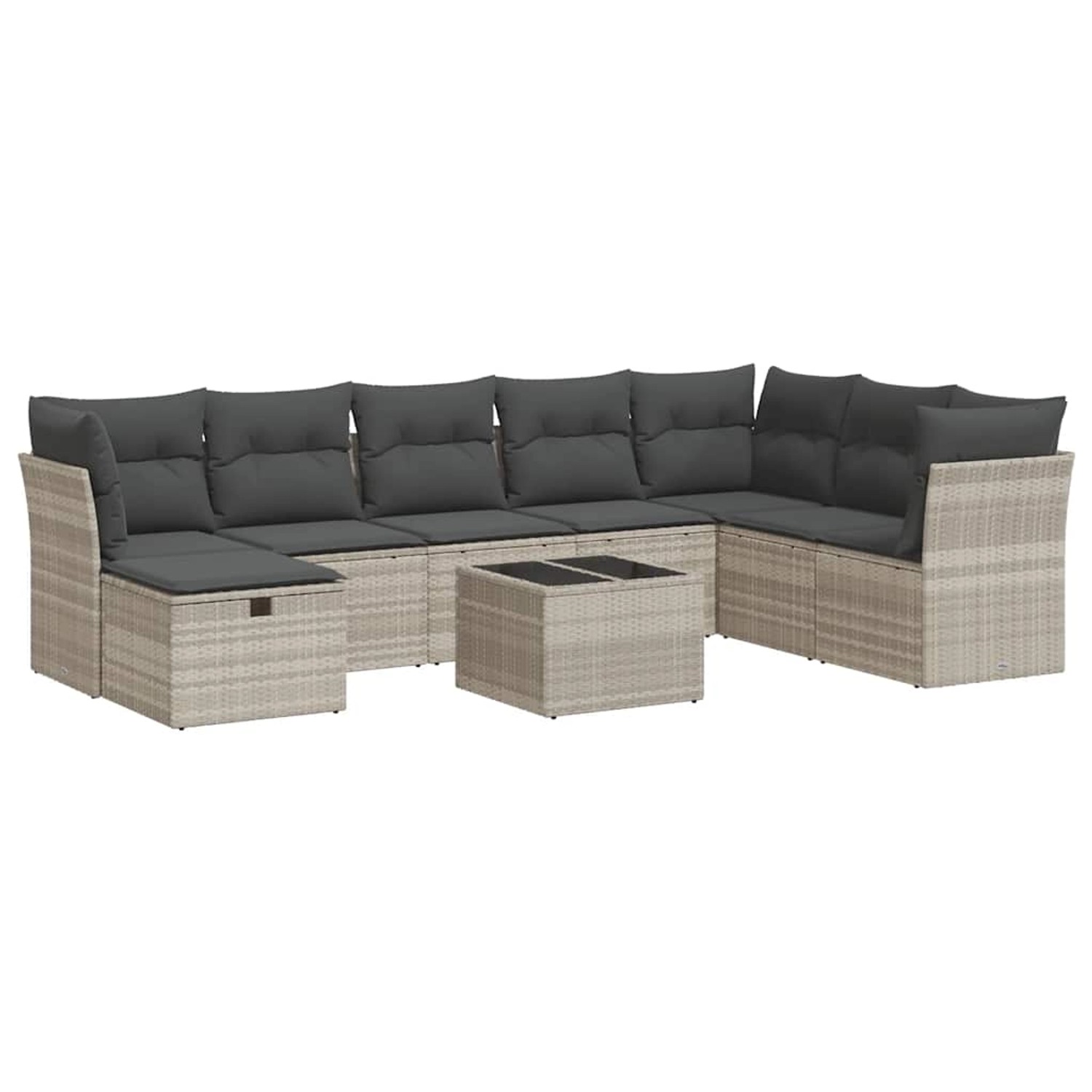 vidaXL 9-Tlg Garten-Sofagarnitur mit Kissen Hellgrau Poly Rattan 3325348 günstig online kaufen