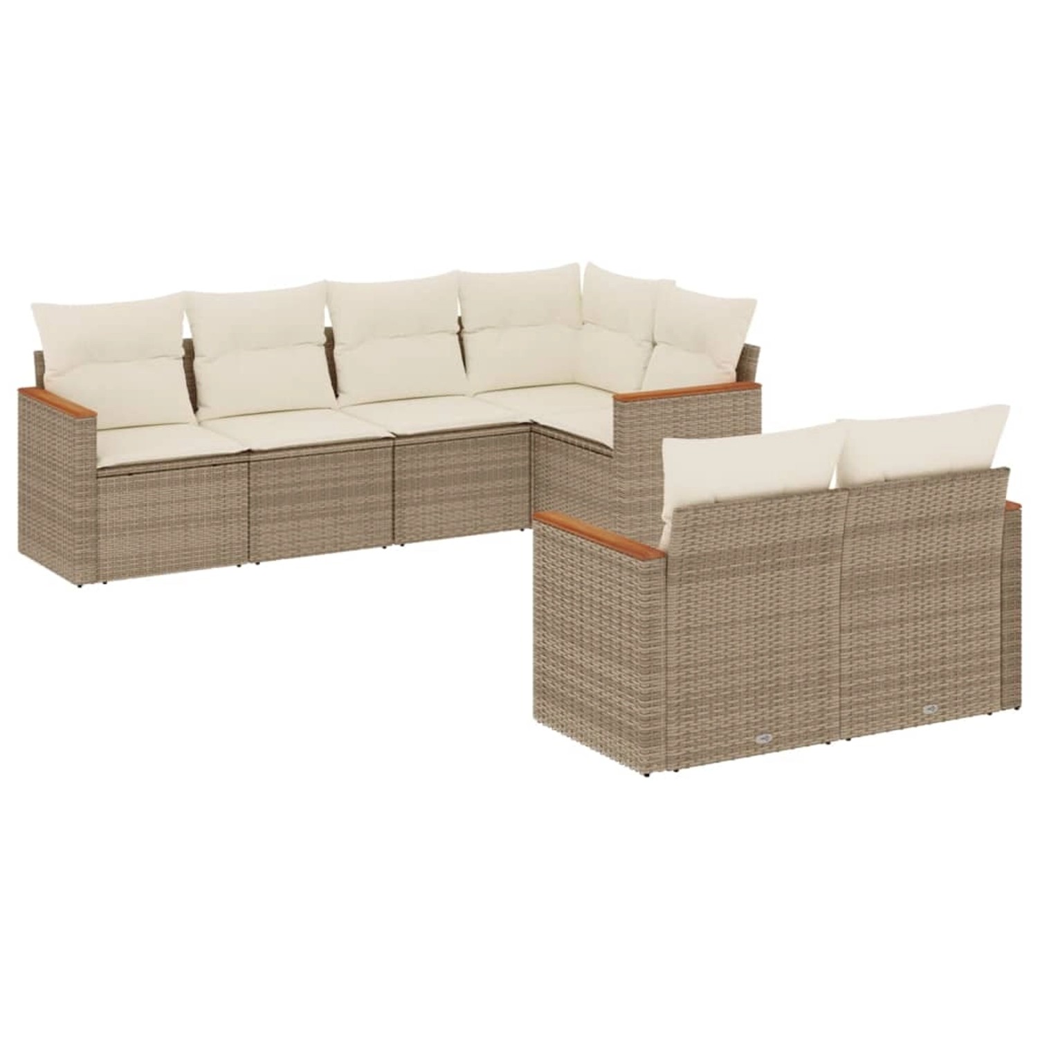 vidaXL 7-Tlg Garten-Sofagarnitur mit Kissen Beige Poly Rattan 3226142 günstig online kaufen