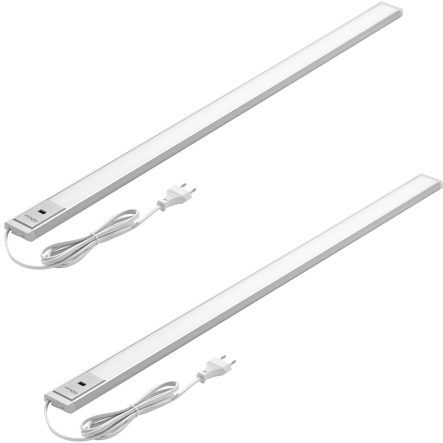 Oktaplex Riva 2er Set LED Unterbauleuchte Dimmbar 90cm mit Sensor Warmweiß Aluminium mit Schalter 230V