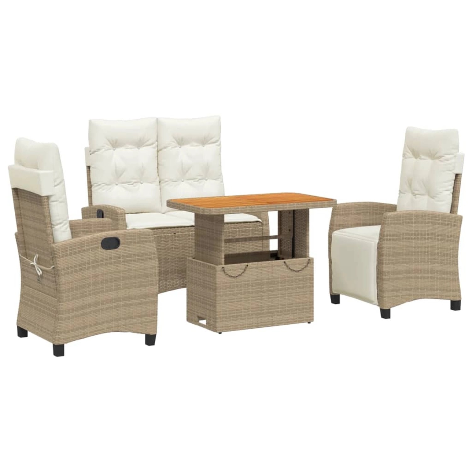 vidaXL 4-tlg Garten-Essgruppe mit Kissen Beige Poly Rattan Modell 3 günstig online kaufen