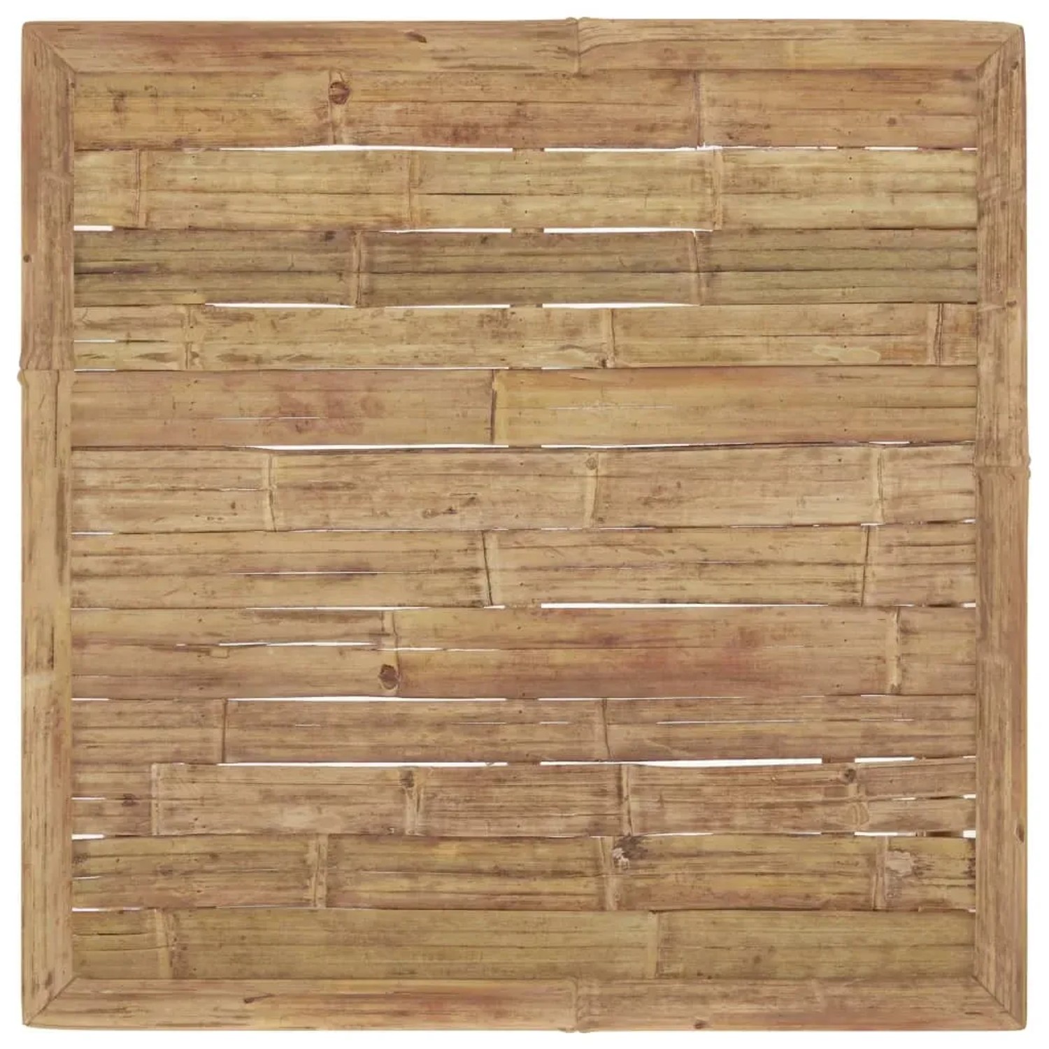Detailansicht Tischplatte des vidaXL Garten-Lounge-Sets aus Bambus.