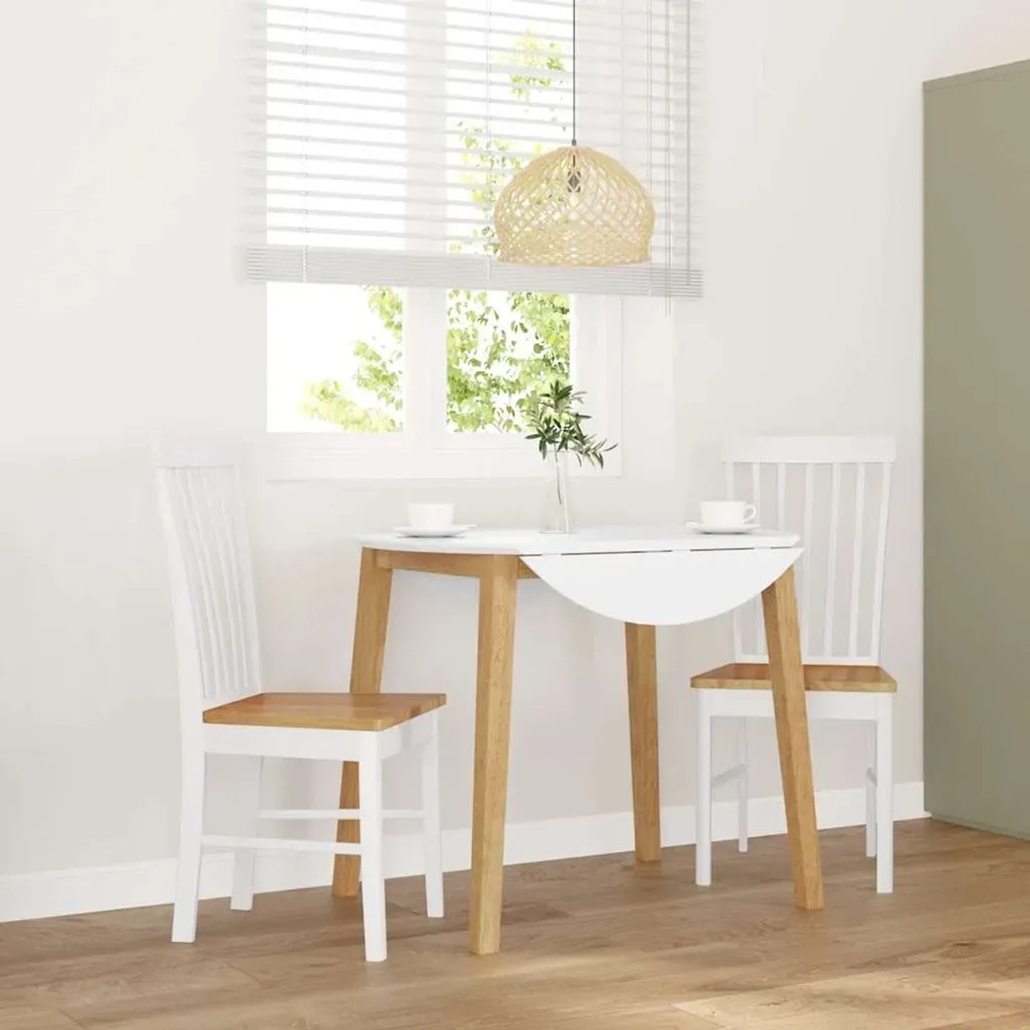 vidaXL Esszimmerstühle 2 Stk Weiß Massivholz Gummibaum 4102504_2