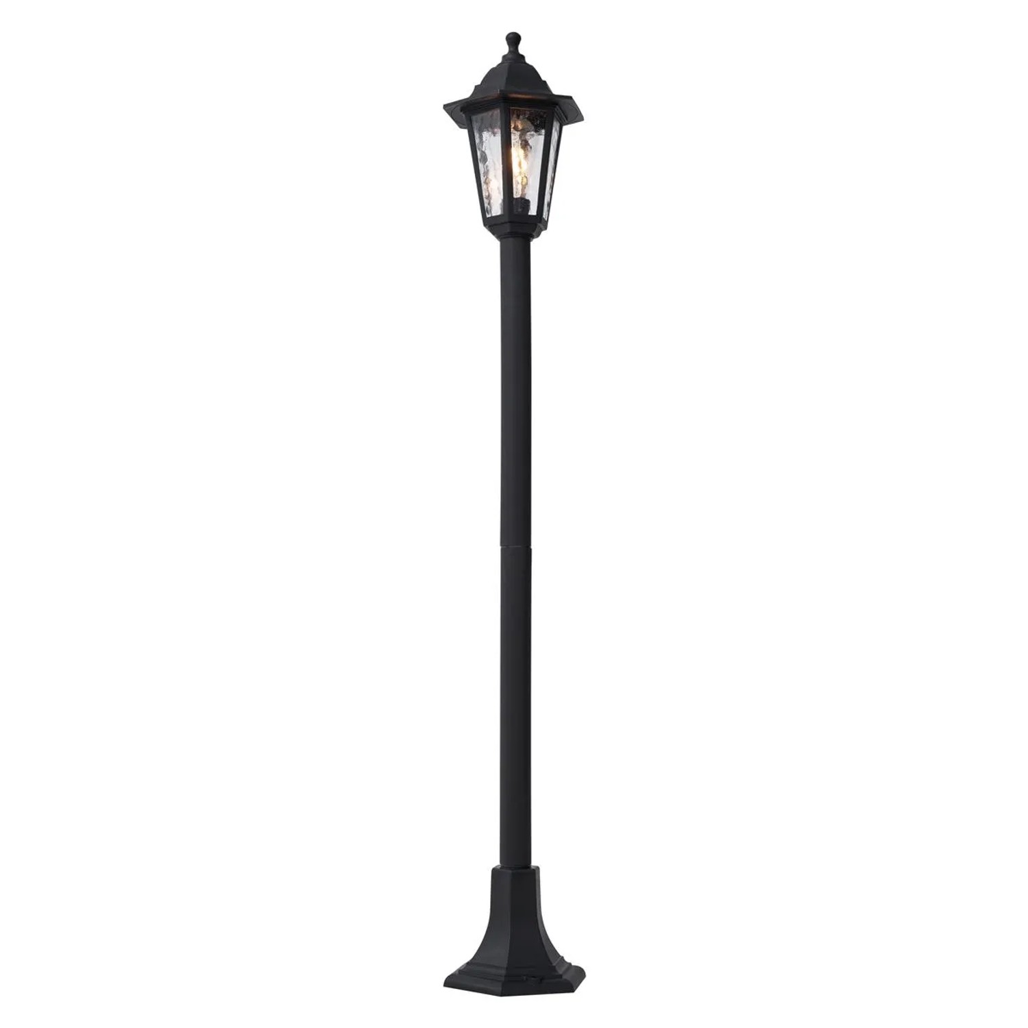 Klassische schwarze Wegeleuchte New Haven, 122cm hoch, für den Außenbereich.