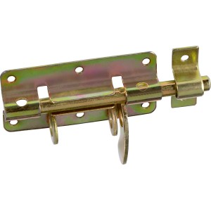 Gelb verzinkter Grendelriegel, 100x48 mm, für Möbeltüren und den Außenbereich.