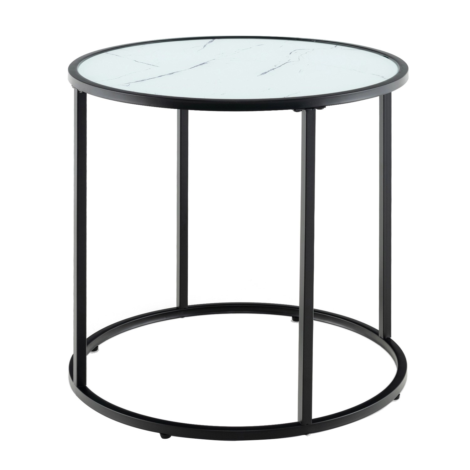 Costway Beistelltisch Runder Sofatisch mit Glasplatte 50 x 50 x 50 cm günstig online kaufen