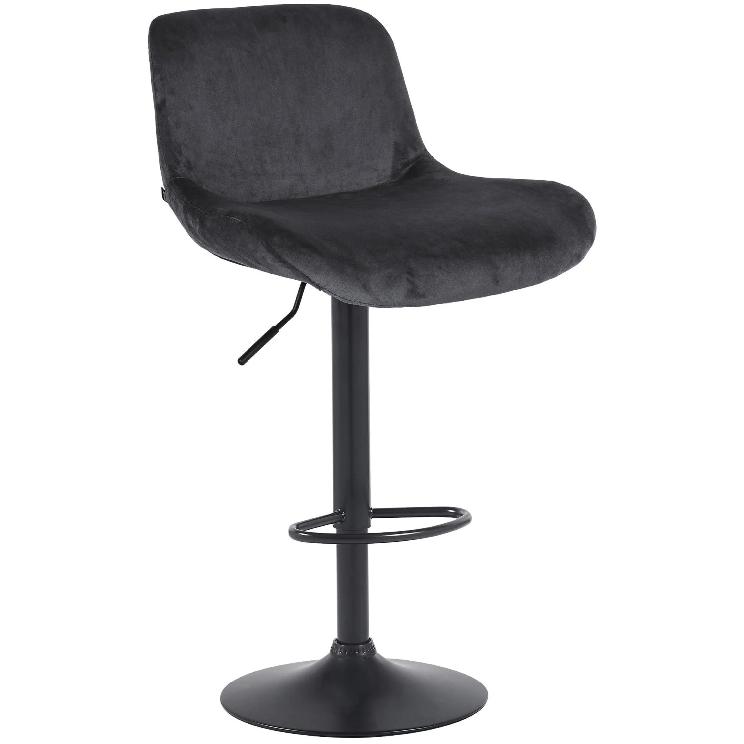 DELUKE Barhocker PONOR Samt Schwarz 50x50x85cm Schwarz Barstuhl Höhenverstellbar Mit Lehne Drehbar Tresenhocker Tresenstuhl