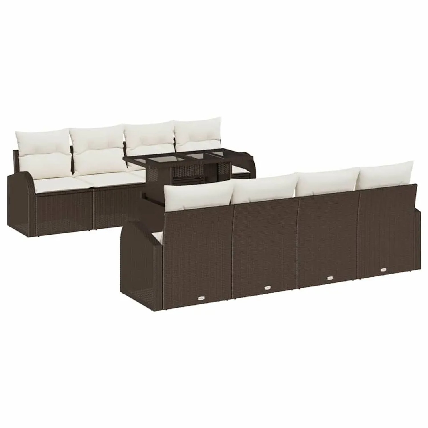 vidaXL Gartensofa-Set mit Kissen mit Speicher 9 Stk Braun Poly Rattan 33573 günstig online kaufen