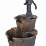DELUKE Brunnen JOHANN in Holzoptik, bronzefarbener Kunststoff, 68 cm hoch, Gartendeko.