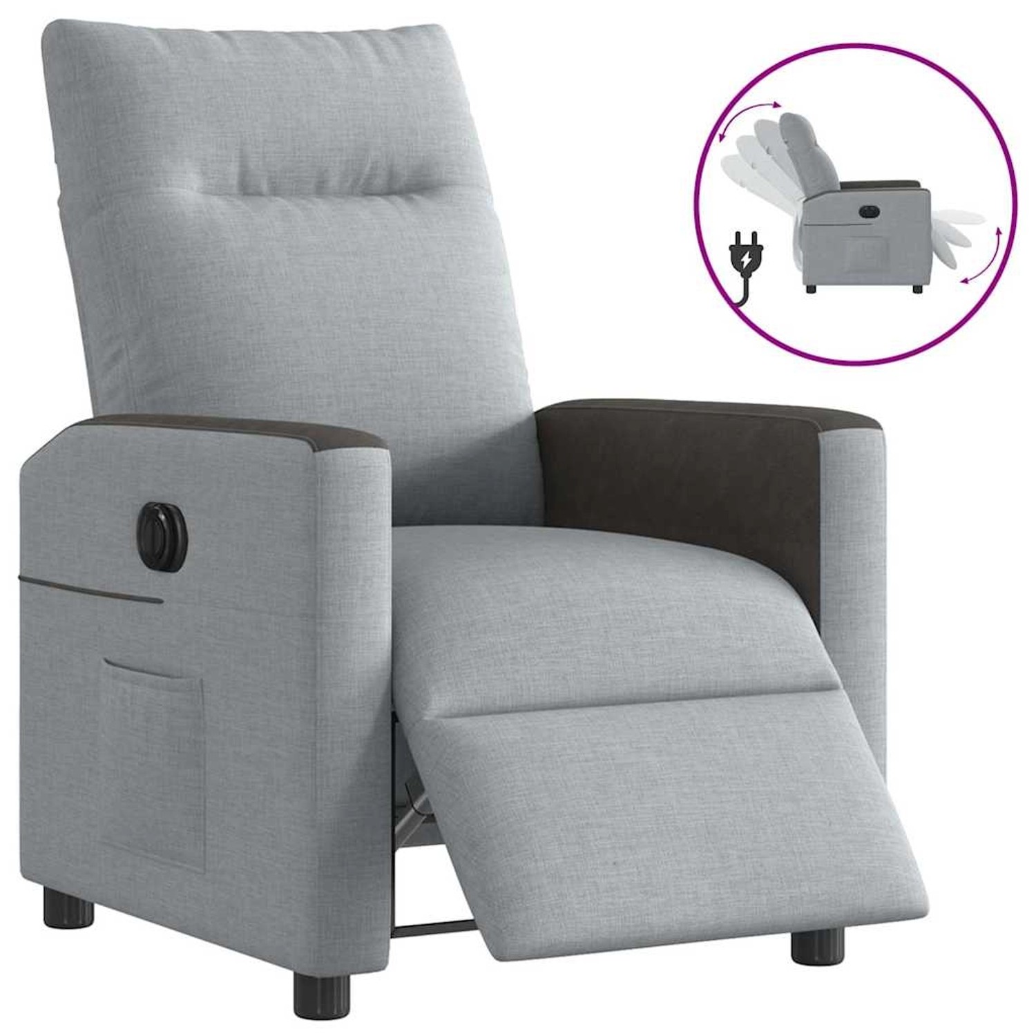 vidaXL Relaxsessel Elektrisch Hellgrau Stoff 3324038 günstig online kaufen
