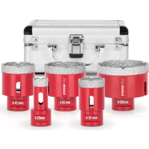 PROREGAL Diamant Bohrkronen Set mit 5 Aufsätzen (20-68mm) und Koffer für Fliesen, Glas und Feinsteinzeug.