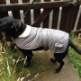 Grauer Heim Hundemantel Banbury, Größe S, mit Kragen und kleinem Täschchen am Rücken.
