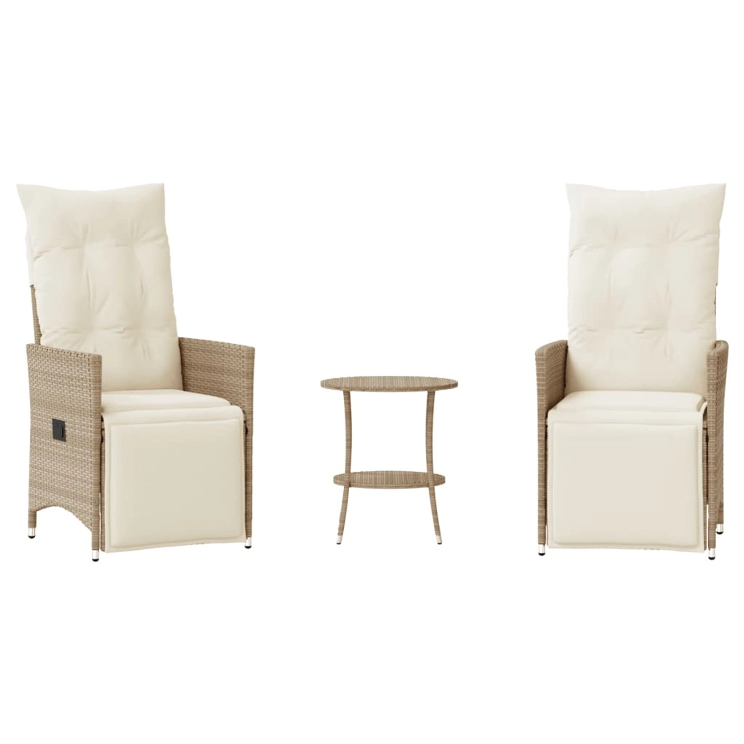vidaXL 3-tlg Bistro-Set mit Kissen Beige Poly Rattan Modell 12