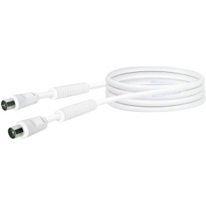 Schwaiger Antennenkabel, 1 m, weiß, mit IEC-Stecker für TV- und Radioempfang.