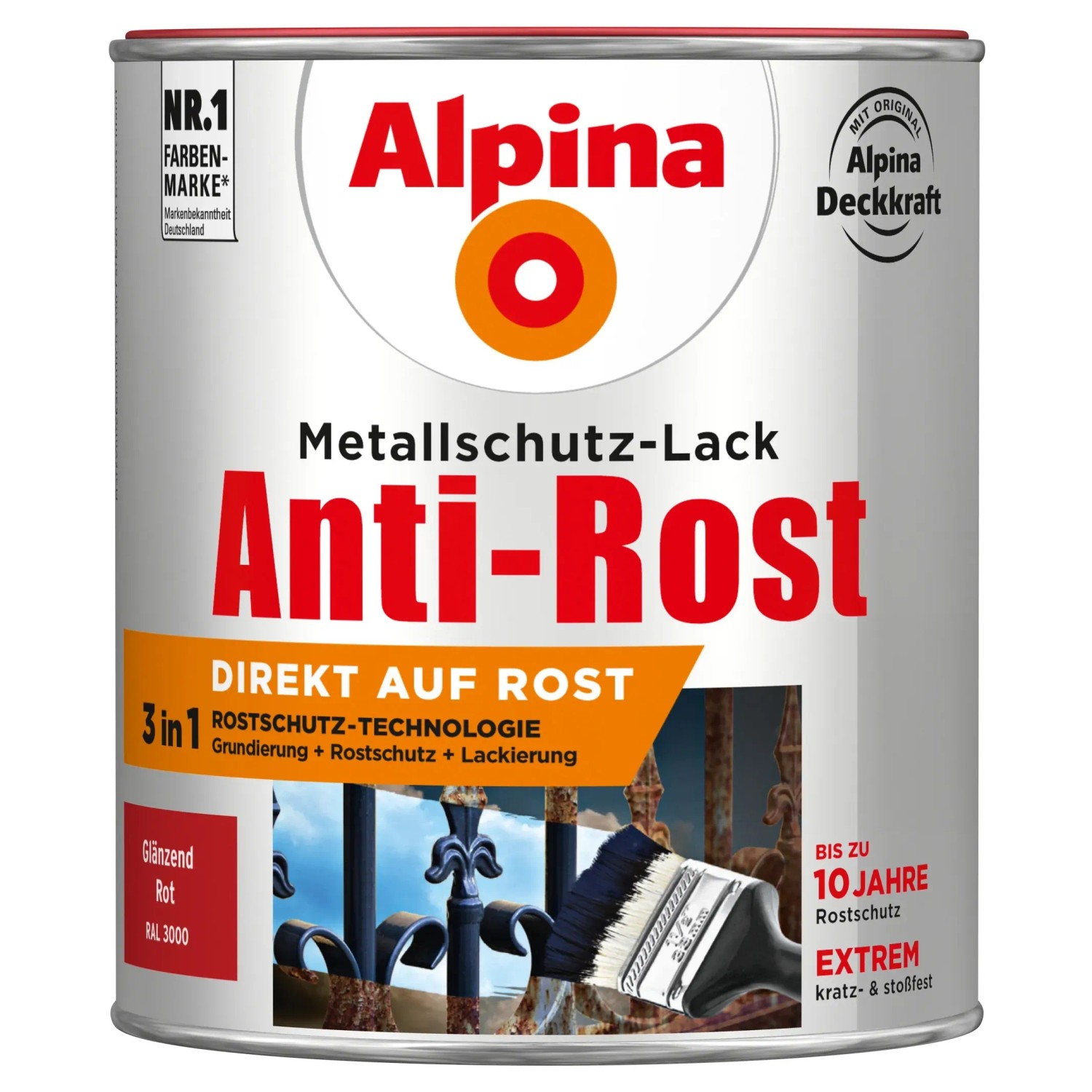 Alpina Metallschutz-Lack Anti-Rost Rot glänzend 750 ml