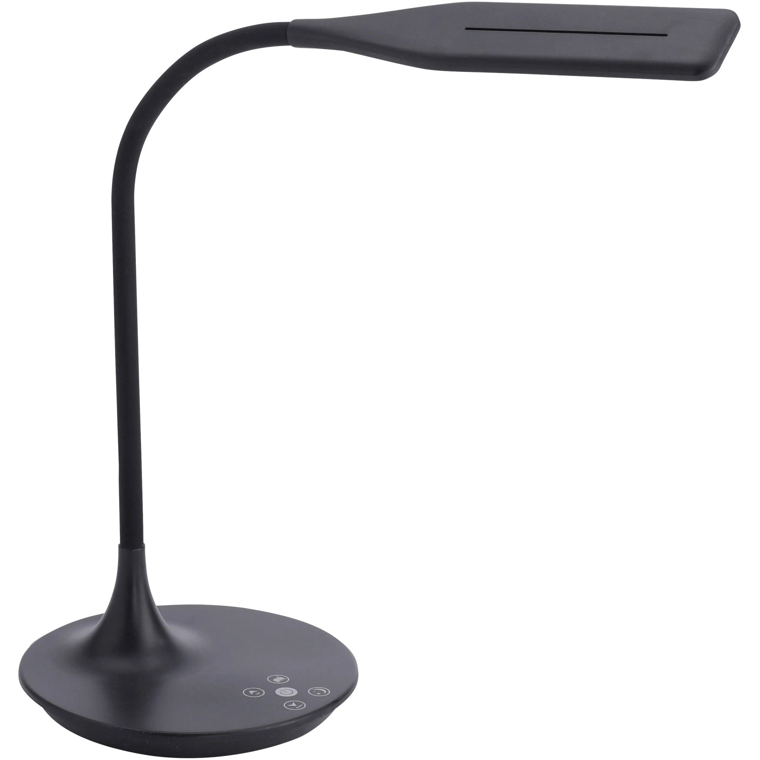 Schwarze LED-Tischleuchte Rafael mit Touchdimmer und verstellbarer Lichtfarbe.