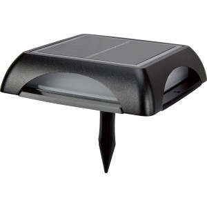 Schwarze, eckige LED Solarleuchte 2 in 1, 14x14 cm, für Garten und Terrasse.