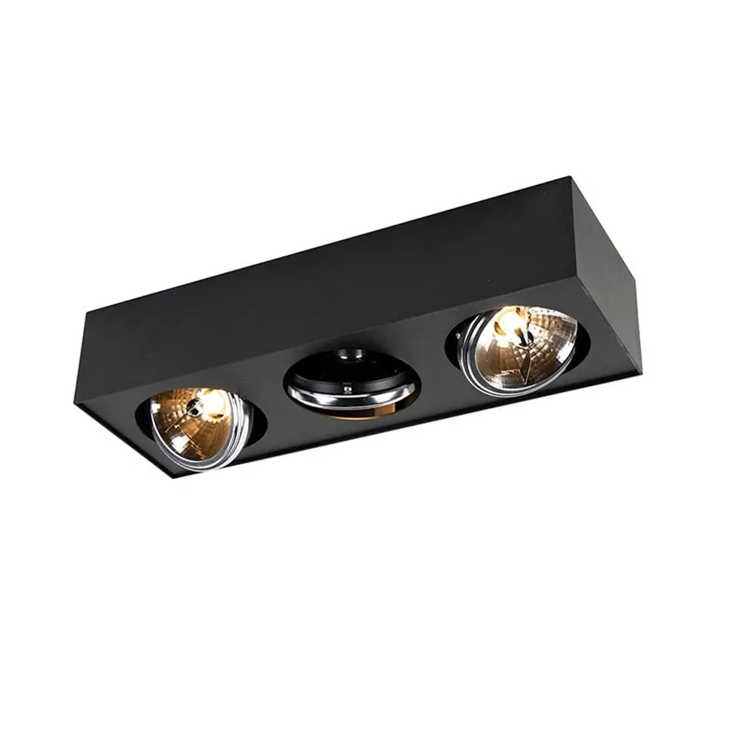 QAZQA Design Spot Schwarz Quadratisch 3 Flammig Kaya