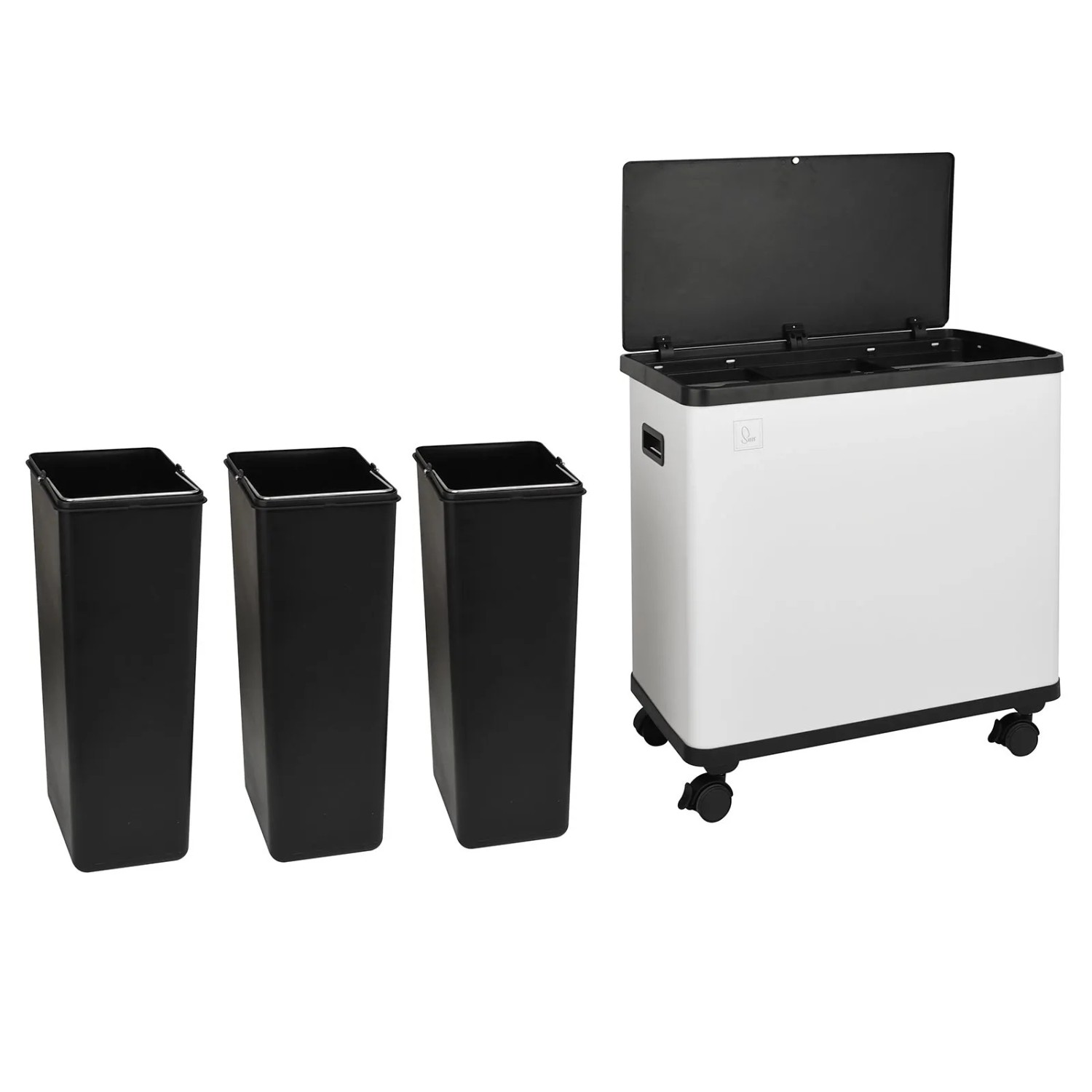 SVITA SR3X18 Sensor-Mülleimer 54L Mülltrennsystem 3 Fächer 3x18L Softclose Weiß