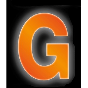 Reflektierender, orangefarbener Klebebuchstabe G, 8 cm, von Conacord.