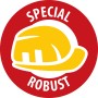 Rotes Logo mit gelbem Bauhelm und weißem Schriftzug "SPECIAL ROBUST" für robuste Kabeltrommel Baustelle.