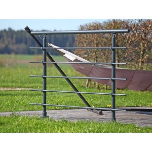 Dieda Geländerset aus Aluminium in Anthrazit mit waagerechten Rundstäben, 100x150 cm.