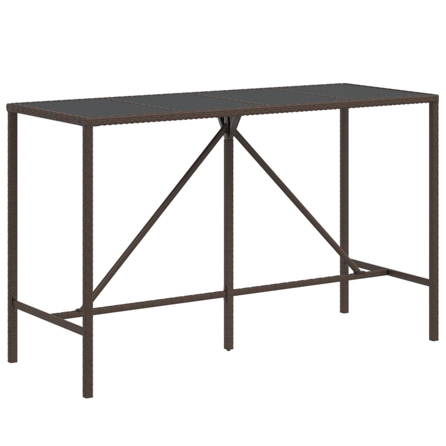 vidaXL Bartisch mit Glasplatte Braun 180x70x110 cm Poly Rattan 362590 günstig online kaufen