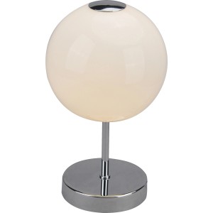 Globo LED-Tischleuchte Trude, Nickel matt, mit Opalglas-Kugel. Design-Tischlampe für Wohnräume.