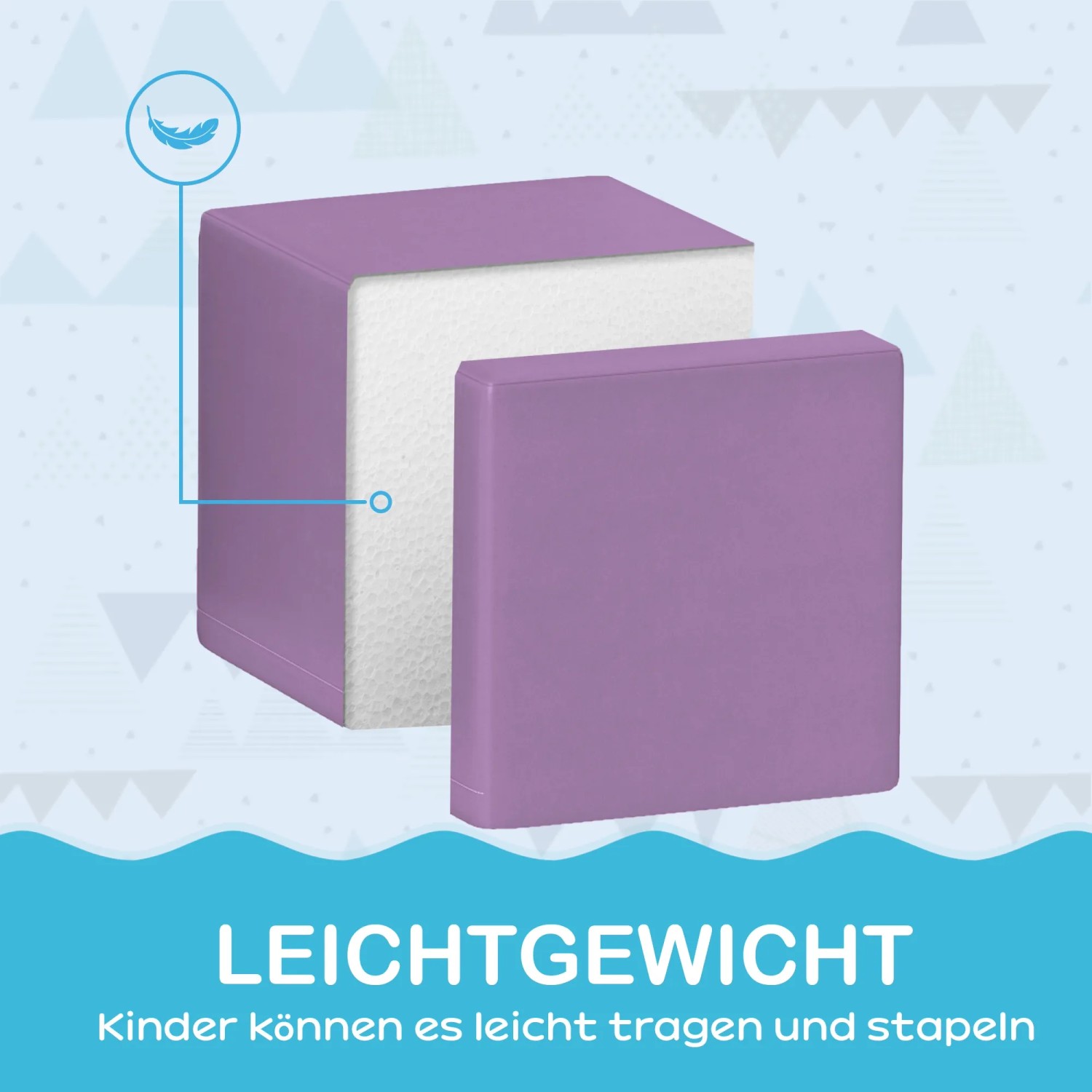 HOMCOM Bausteine, 12er Set, lila Schaumstoff Bauklötze für Spieltürme & Spielanlagen.