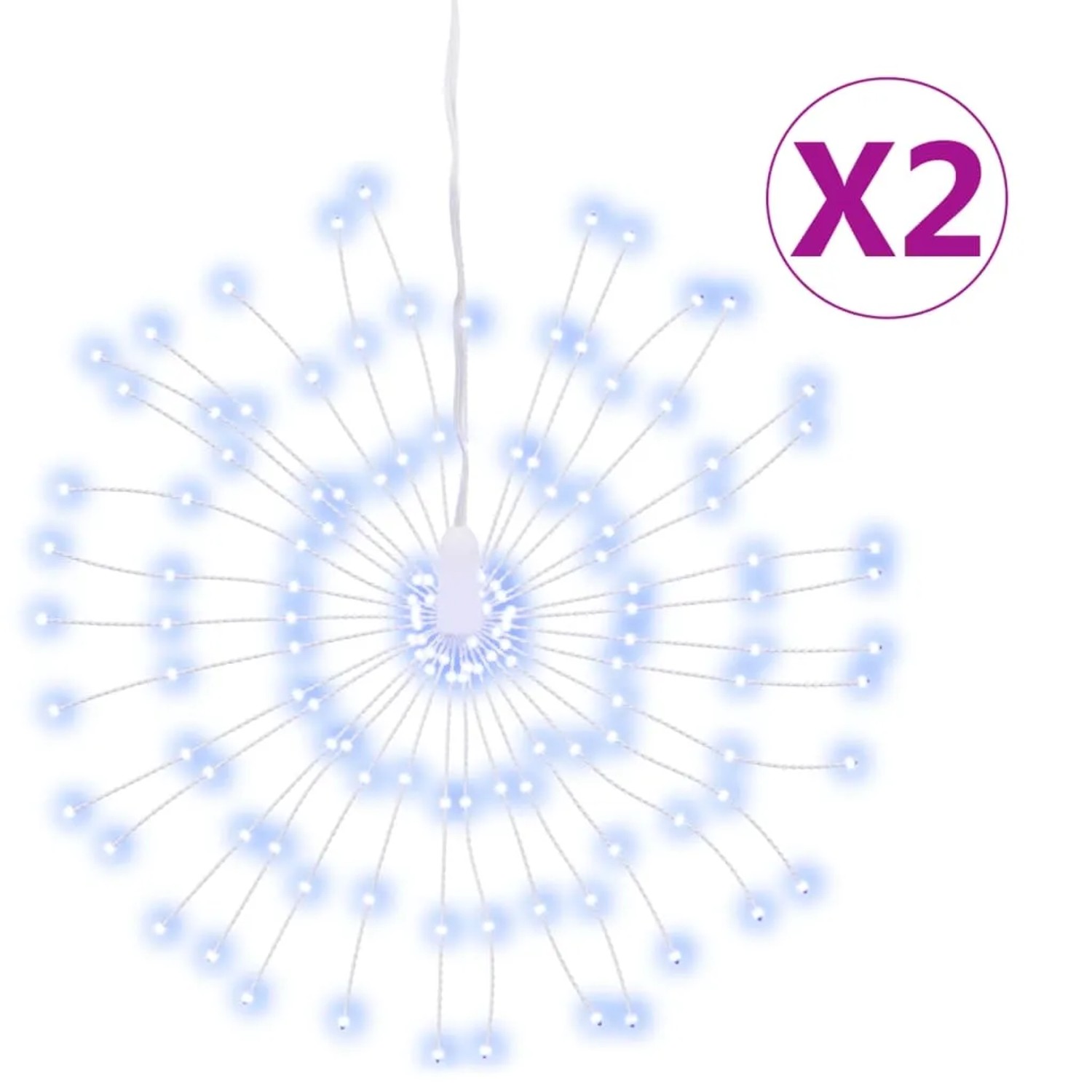 2er Set vidaXL Feuerwerk Weihnachtsbeleuchtung, 140 kaltweiße LEDs, 17cm. Außen-Lichterkette.