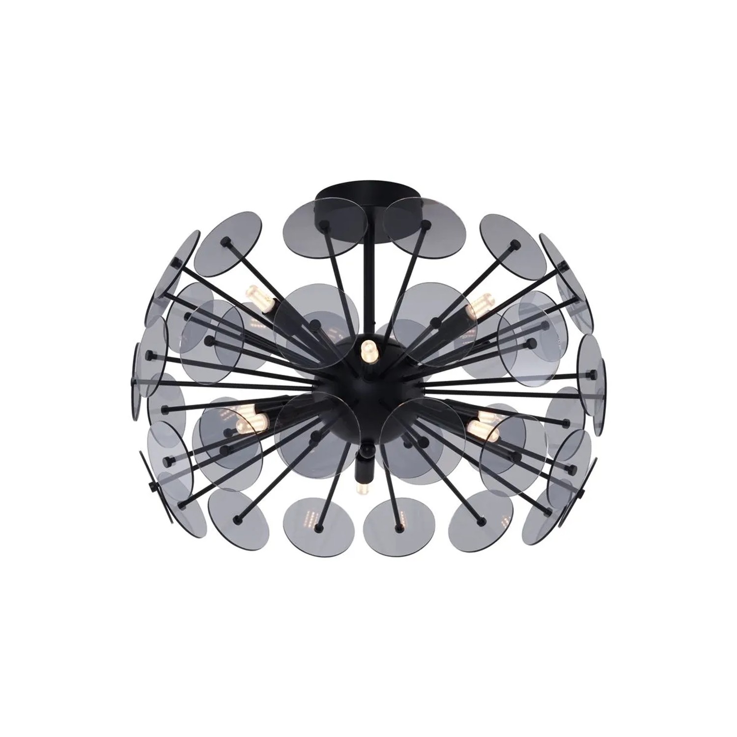 QAZQA Art-Deco-Deckenleuchte Schwarz mit Rauchglas Atomic
