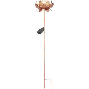 Solar-Dekospieß LED Kupfer, 90cm, Blume. Gartendeko mit warmweißem Licht.