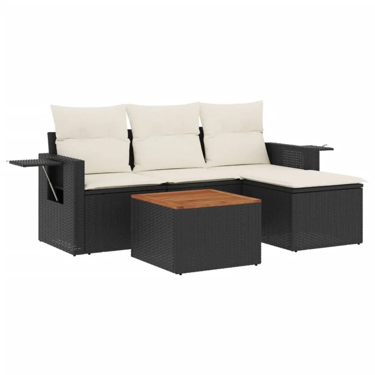 vidaXL 5-Tlg Garten-Sofagarnitur mit Kissen Schwarz Poly Rattan 3224530 günstig online kaufen