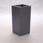 Rechteckiger, anthrazit-metallicfarbener Pflanzkübel Säule aus Fiberglas, 38x38x70 cm.