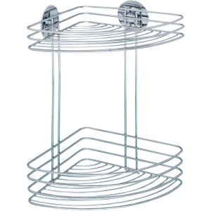 Verchromtes Wenko Eckregal zur Wandmontage ohne Bohren, 2 Ablagen.