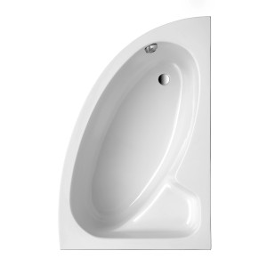 Weiße Ottofond Eckbadewanne Salinas A, 150 cm, Aufsicht. Moderne Badewanne für kleine Bäder.