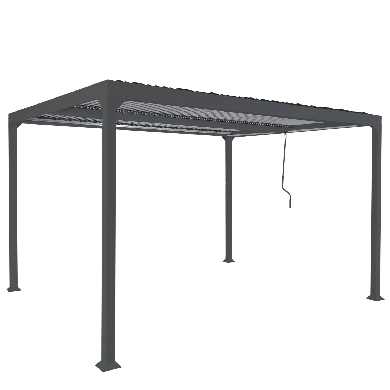 BERLINLODGE Alu Pergola HxBxT 224x370x300cm Lamellen-Pavillon Terrassenüberdachung Anthrazit Stabiles 8cm-Metall-Gestell
