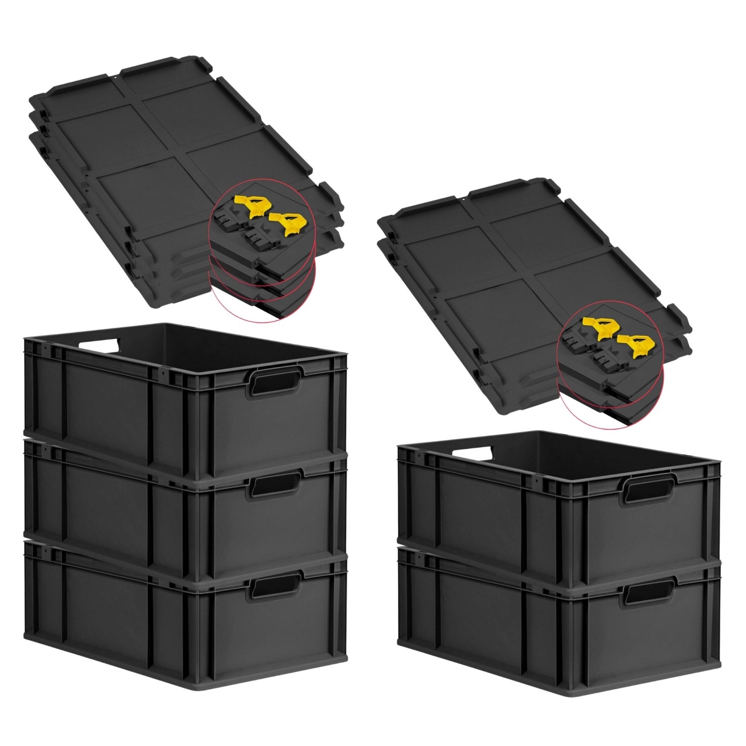 PROREGAL SuperSparSet 5x Eurobox Nextgen Grip Mit Scharnierdeckel Und Gelbe günstig online kaufen