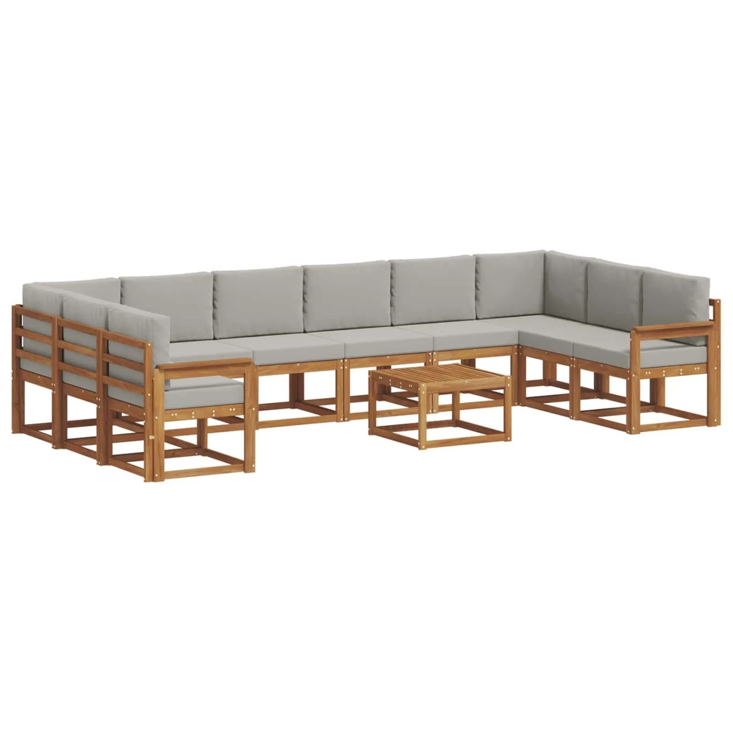 Thumbnail - vidaXL Outdoor-Sofagarnitur mit Kissen 11-Tlg Natur und Hellgrau 3367079