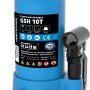 Blauer Güde Stempelwagenheber GSH 10T für Auto-Reparatur mit Hebel und großer Fußplatte.