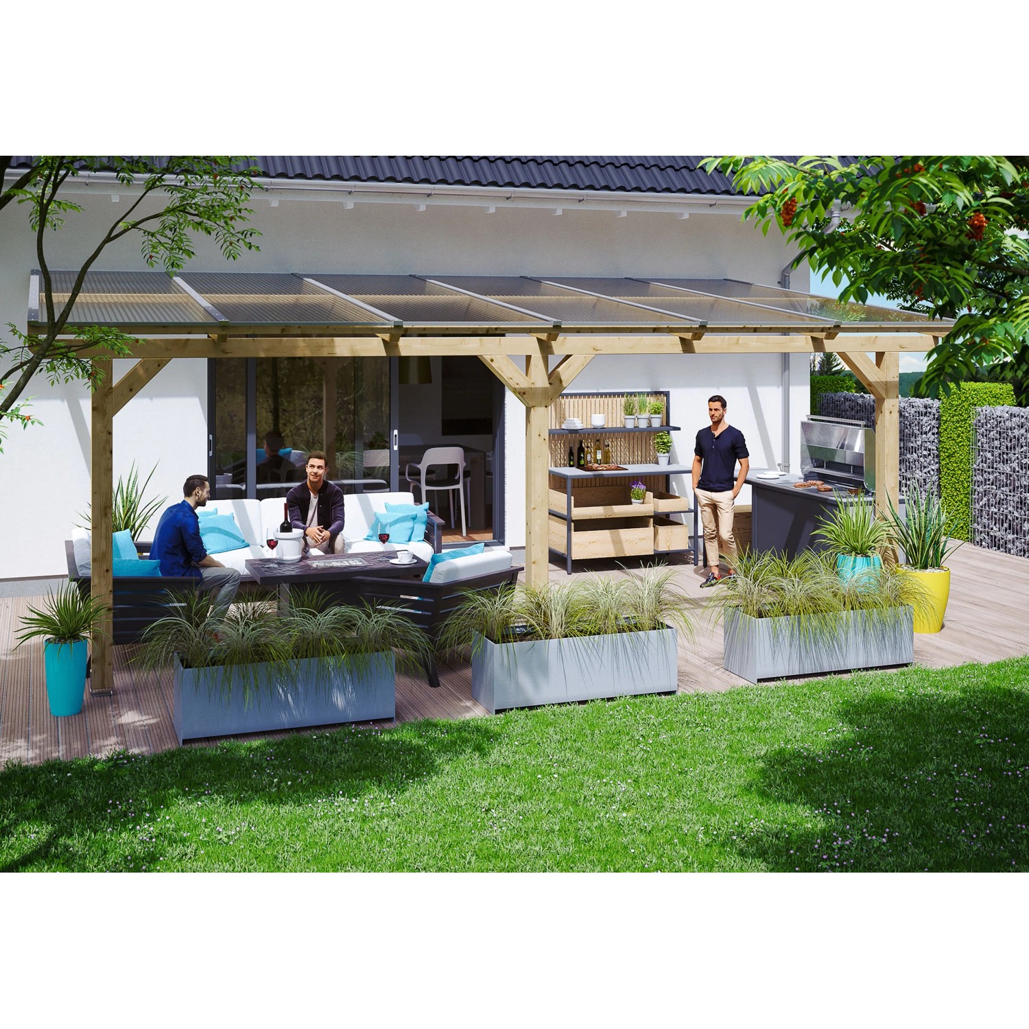 Skan Holz Terrassenüberdachung Andria 648 cm x 350 cm