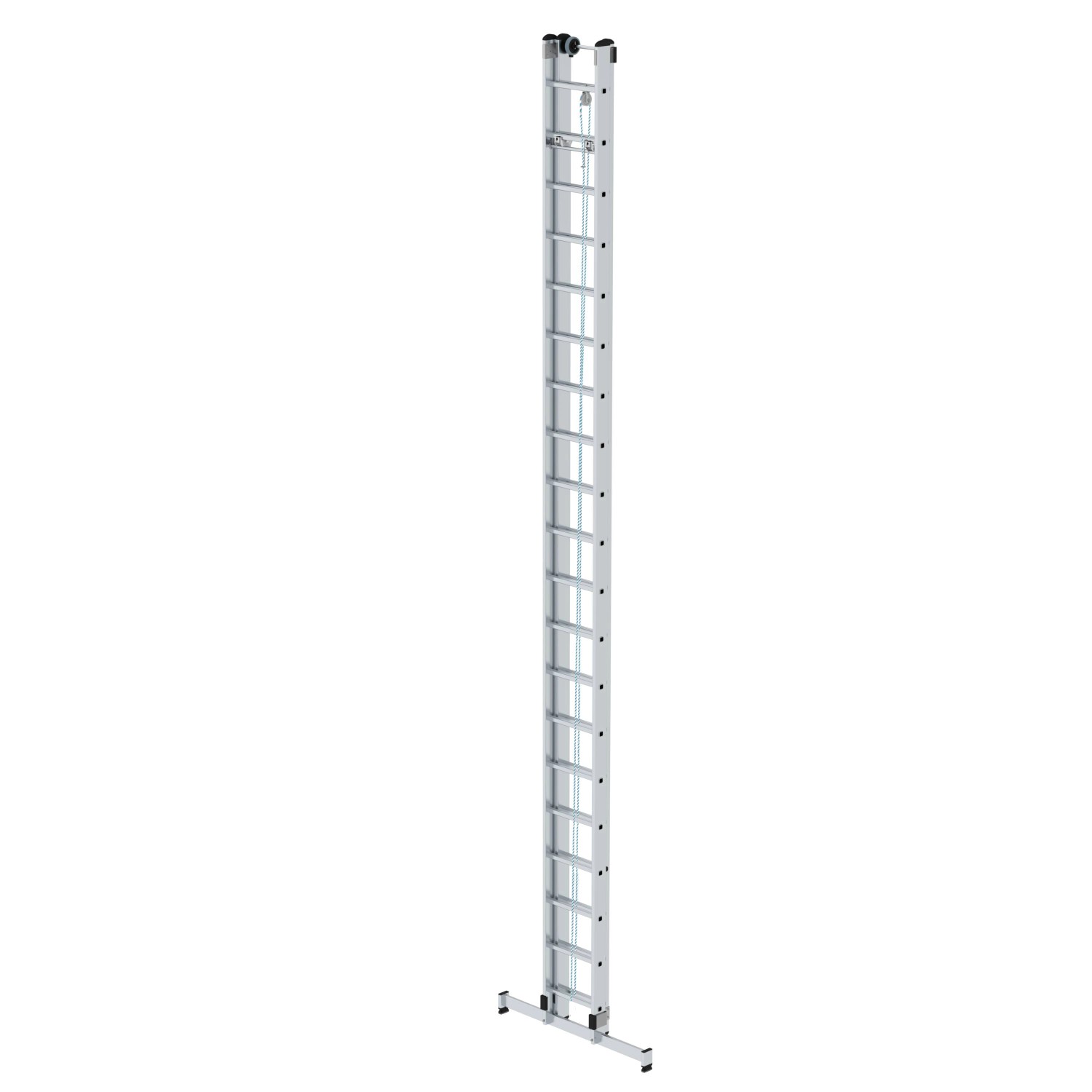 PROREGAL Sprossen-Seilzugleiter, 2-teilig mit Traverse, 2x20 Sprossen, aus Aluminium.