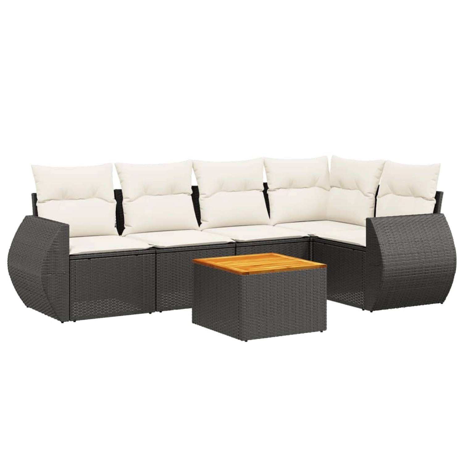 vidaXL 6-Tlg Garten-Sofagarnitur mit Kissen Schwarz Poly Rattan 3224992 günstig online kaufen