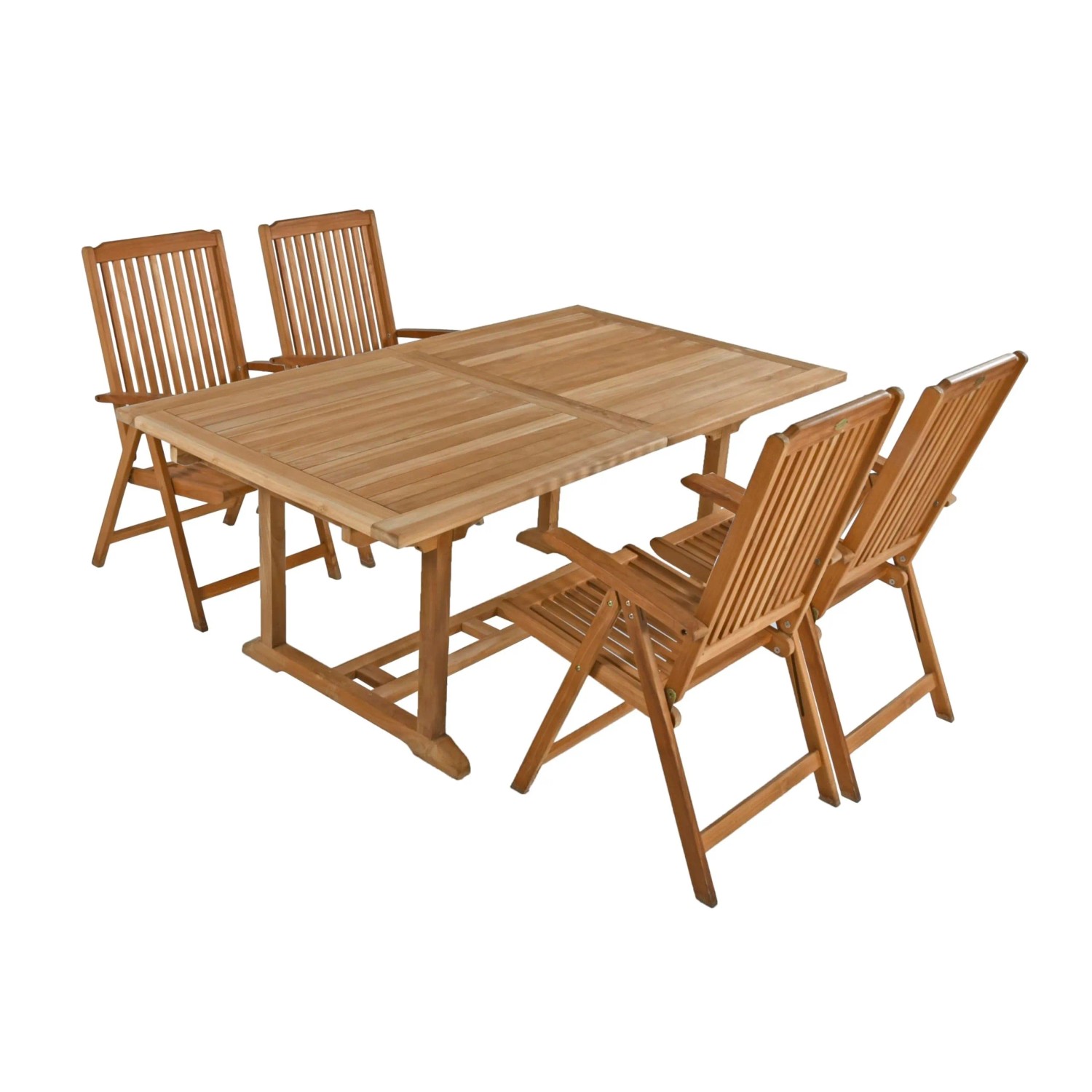 DELUKE Garten-Sitzgruppe MADS 5-tlg. Teak Teakbraun Gartenmöbel-Set Gartengarnitur Garten-Essgruppe Stühle B Esstisch