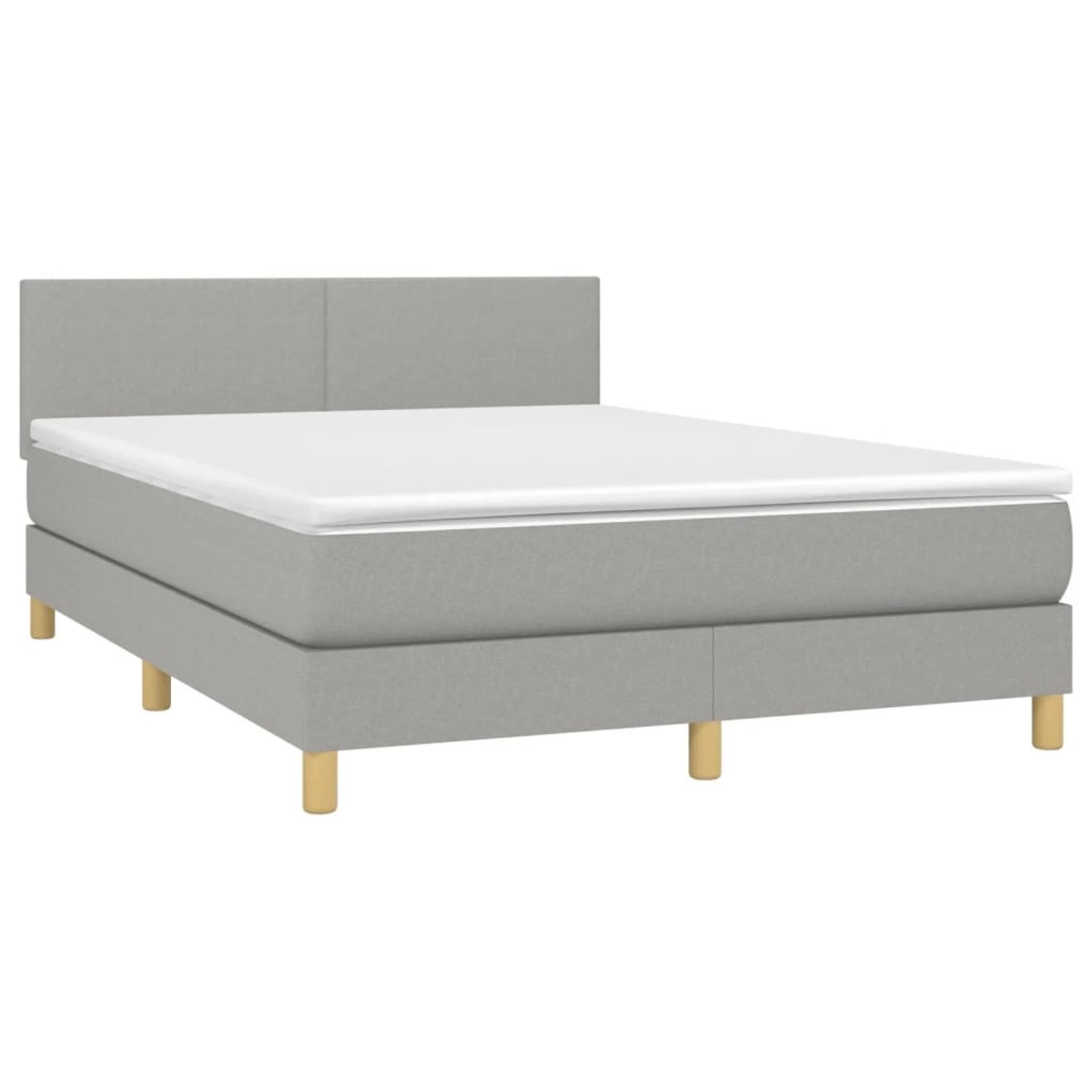 vidaXL Boxspringbett mit Matratze & LED Hellgrau 140x200 cm Stoff 3133557 günstig online kaufen