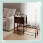 Relaxdays Futterstation Hunde MDF Eisen Edelstahl Schwarz Braun Erhöht Stauraum 76 cm x 90 cm x 27 cm_2
